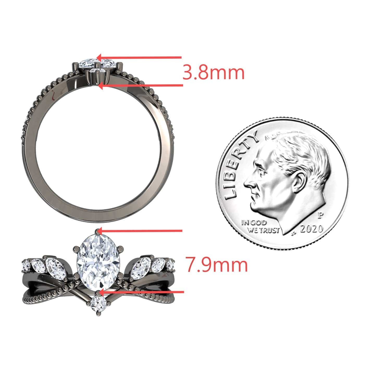 White Diamond Leaf-Inspired Twisted Milgrain Band Engagement Ring - Shulan