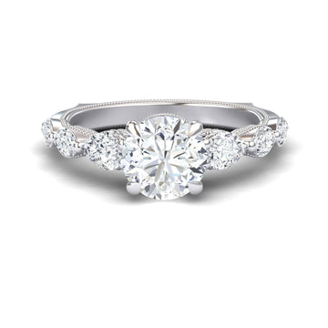 White Diamond Regal Crown Engagement Ring - Quinn
