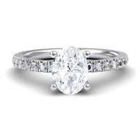 White Diamond Pave Set Solitaire Engagement Ring - Imogen