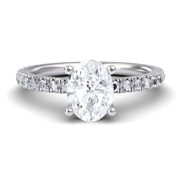 White Diamond Pave Set Solitaire Engagement Ring - Imogen