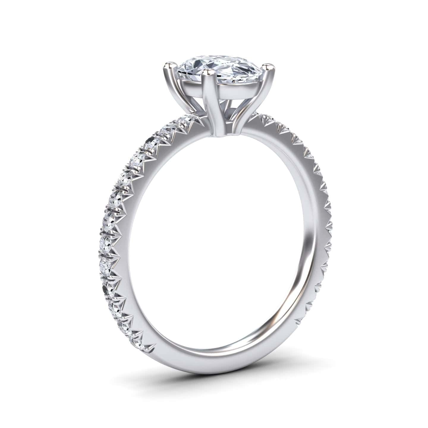 White Diamond Pave Set Solitaire Engagement Ring - Imogen