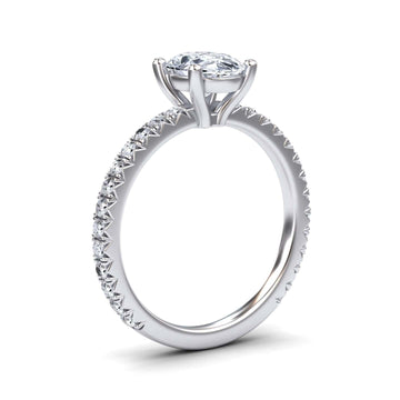 White Diamond Pave Set Solitaire Engagement Ring - Imogen