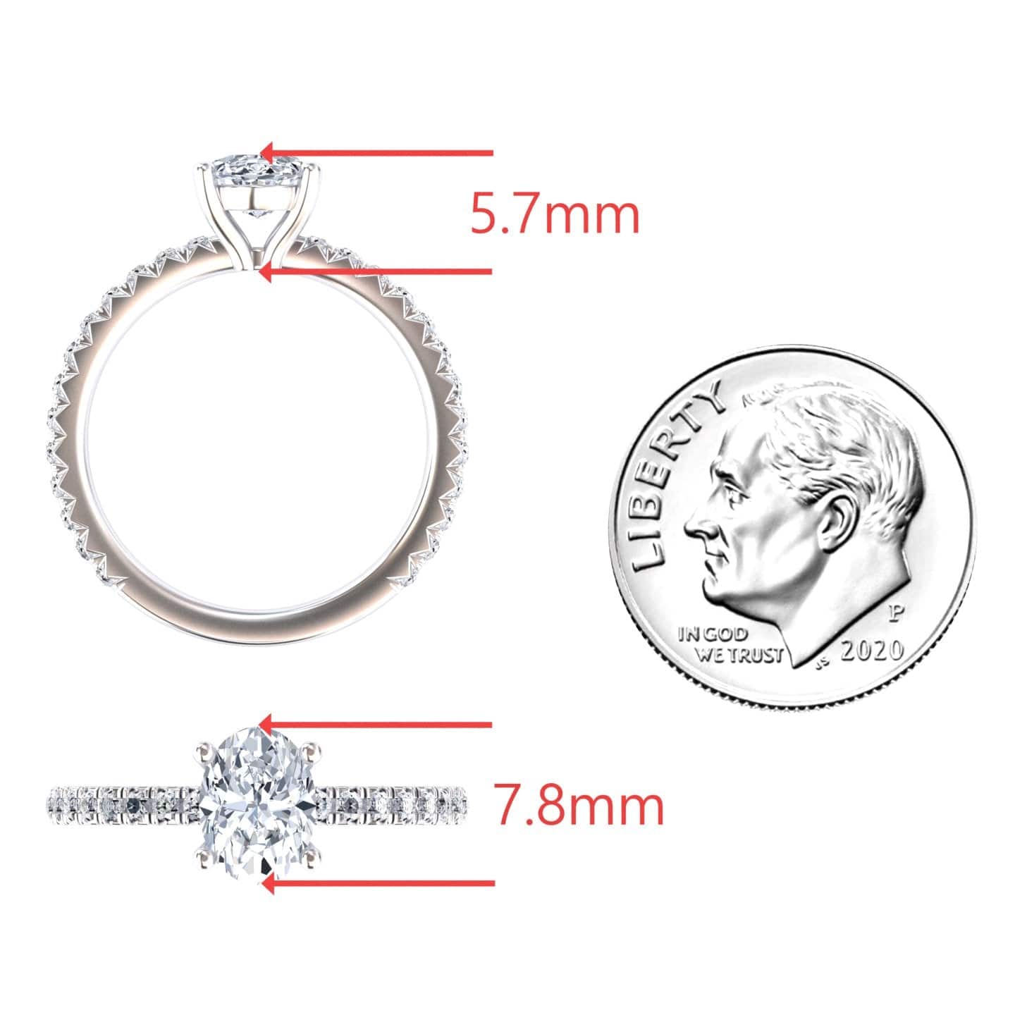 White Diamond Pave Set Solitaire Engagement Ring - Imogen