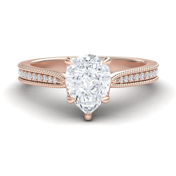 White Diamond Vintage-Inspired Milgrain Engagement Ring - Holly