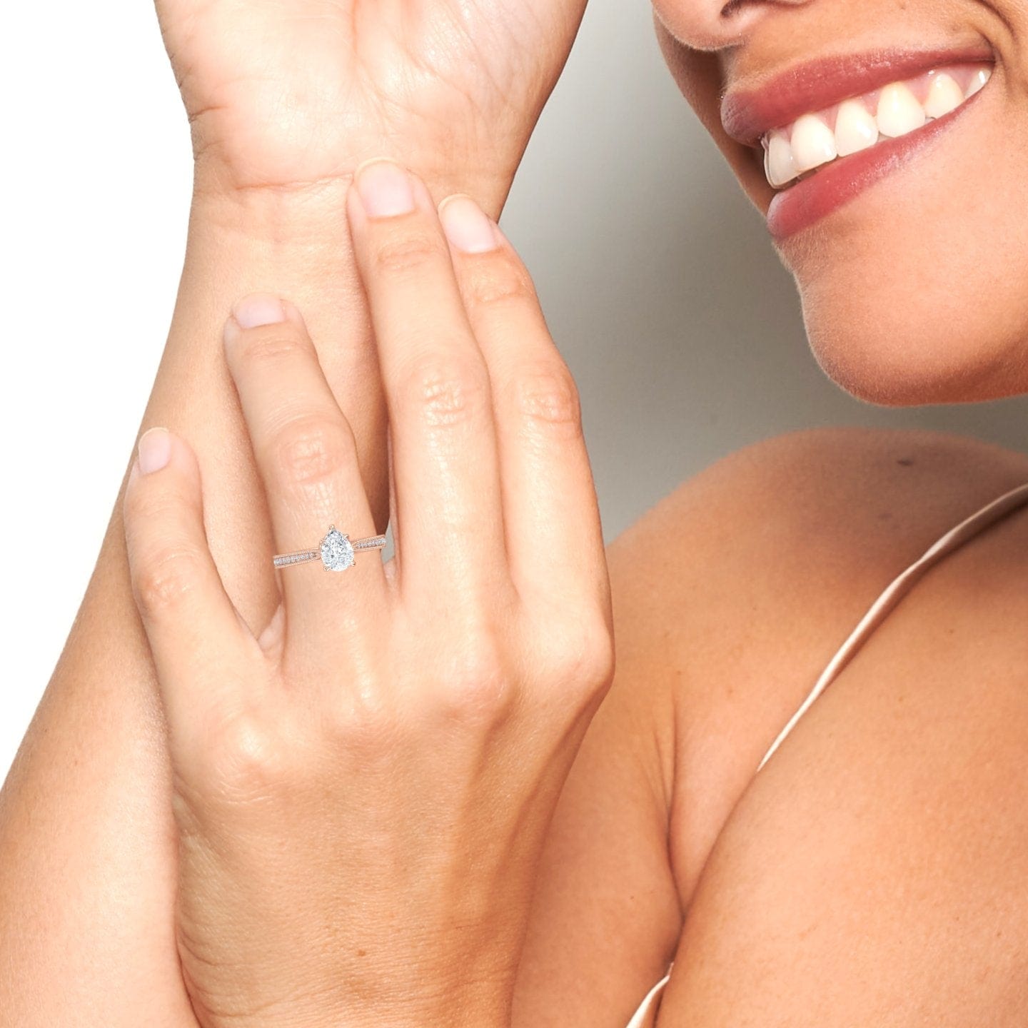 White Diamond Vintage-Inspired Milgrain Engagement Ring - Holly