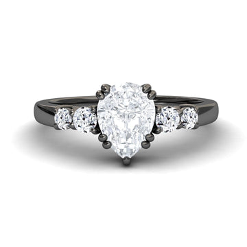 White Diamond Double Prong Five Stone Engagement Ring - Marilyn