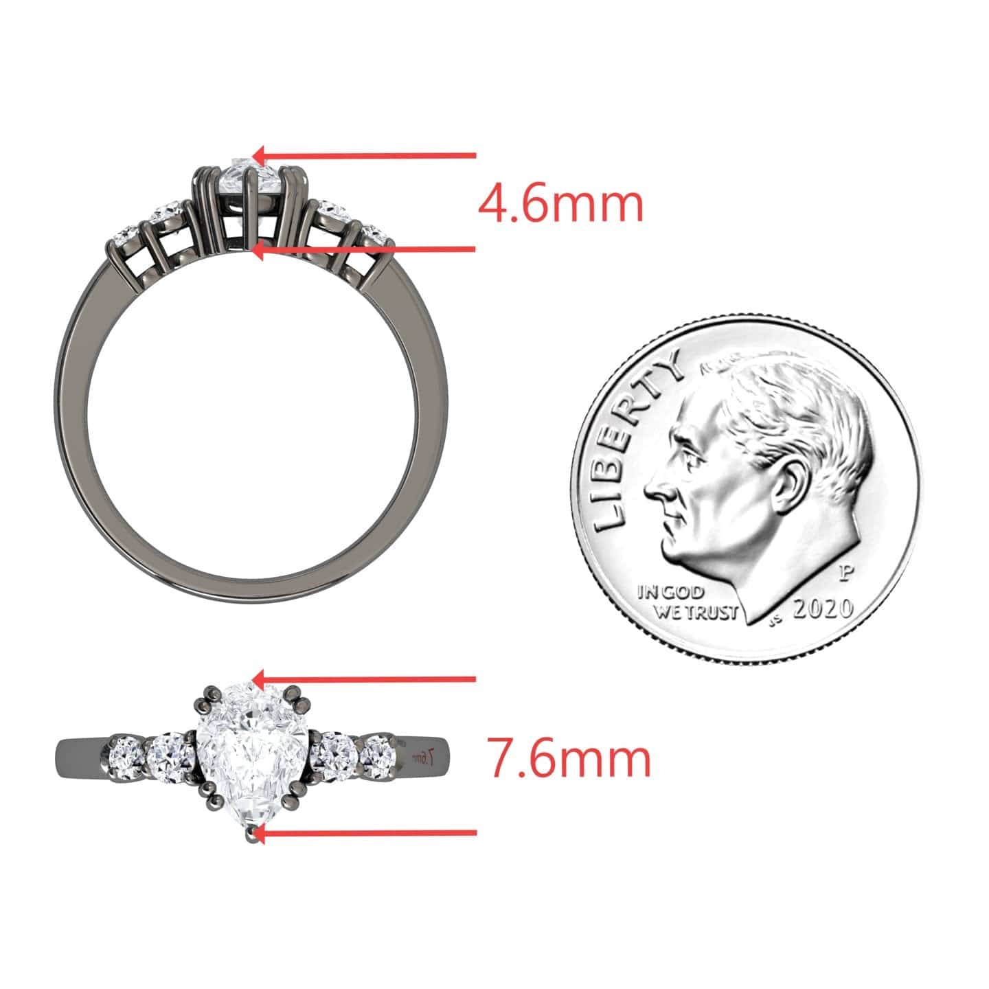 White Diamond Double Prong Five Stone Engagement Ring - Marilyn