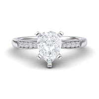 White Diamond Pave Accent & Milgrain Engagement Ring - Sharon