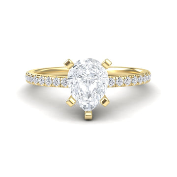 White Diamond Pave Accent Solitaire Engagement Ring - Janet