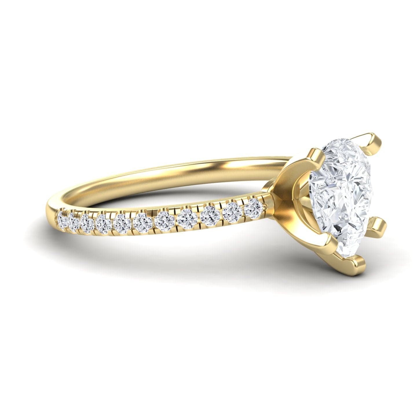 White Diamond Pave Accent Solitaire Engagement Ring - Janet