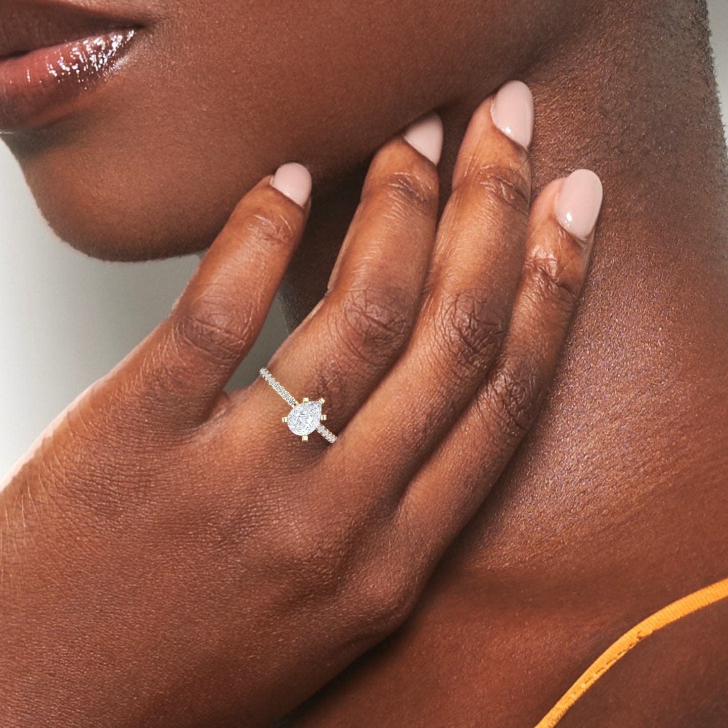 White Diamond Pave Accent Solitaire Engagement Ring - Janet