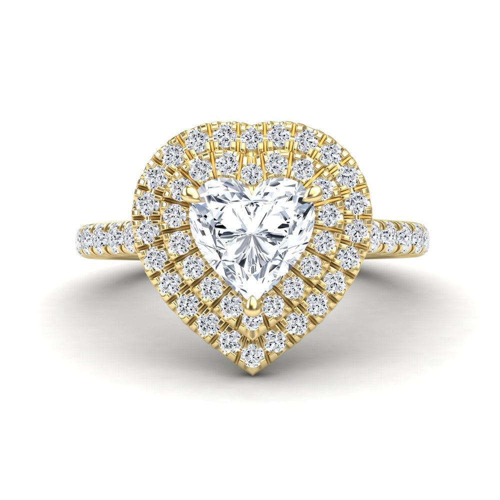 White diamond pave double halo engagement ring