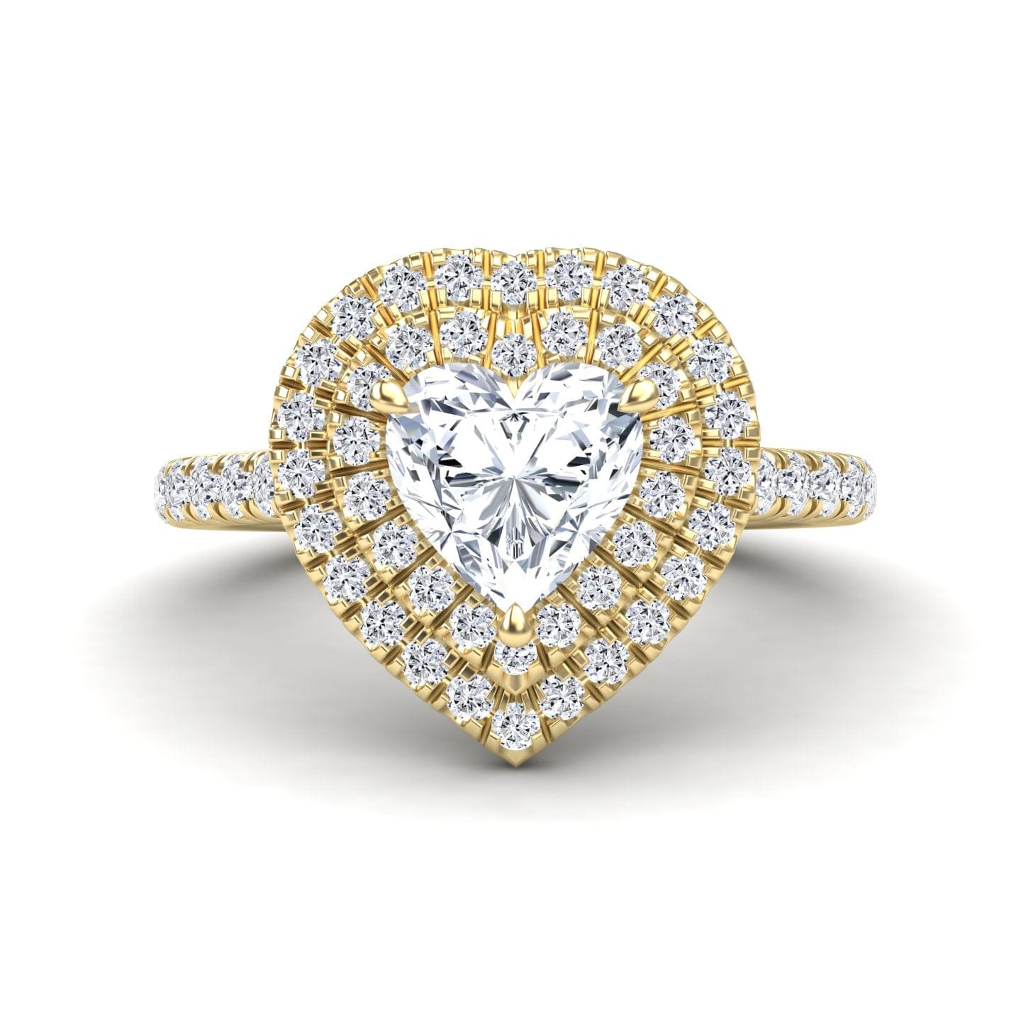White Diamond Pave Double Halo Engagement Ring - Kate