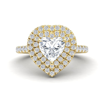 White Diamond Pave Double Halo Engagement Ring - Kate