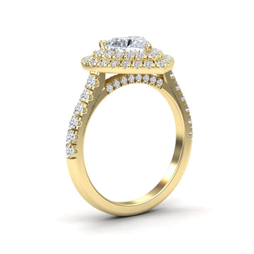 White Diamond Pave Double Halo Engagement Ring - Kate