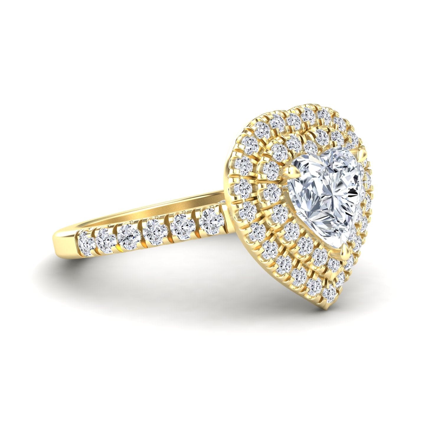 White Diamond Pave Double Halo Engagement Ring - Kate