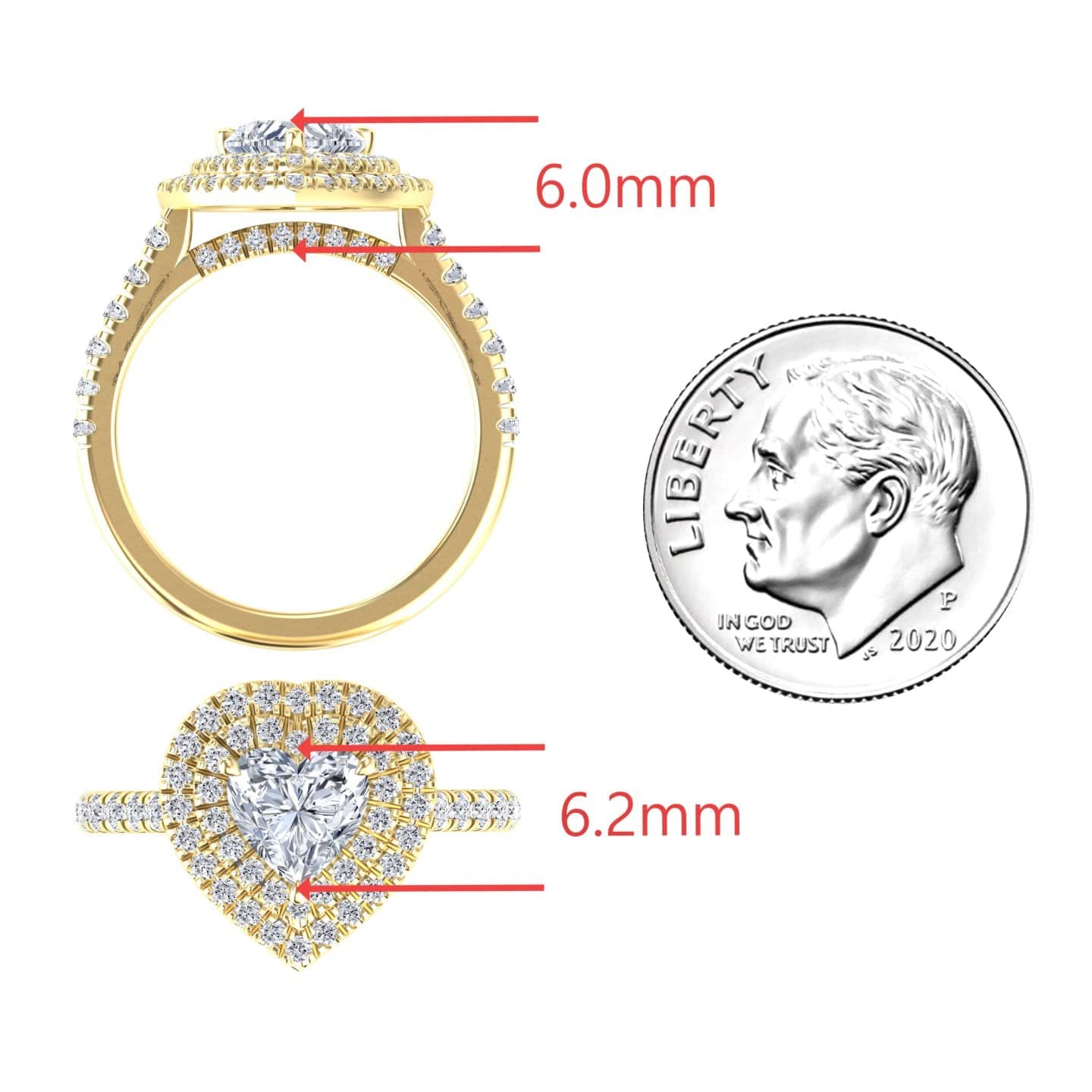 White Diamond Pave Double Halo Engagement Ring - Kate