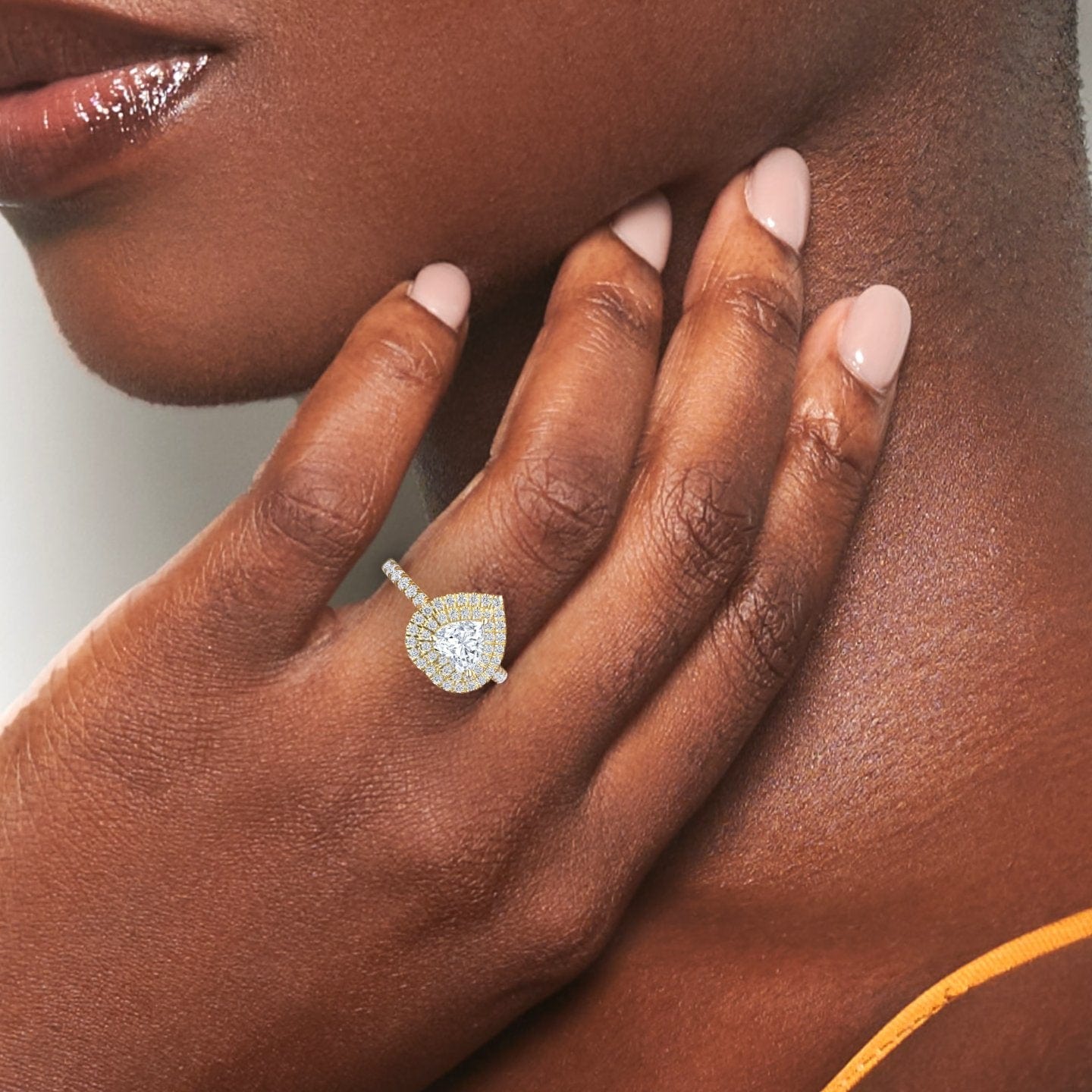 White Diamond Pave Double Halo Engagement Ring - Kate