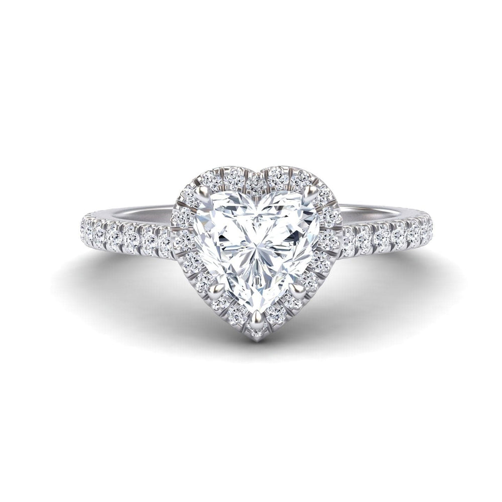 White diamond halo solitaire pave engagement ring