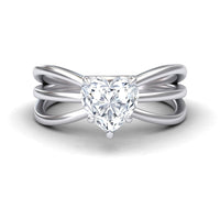 White Diamond Bypass Shank Twisted Band Solitaire Engagement Ring - Autumn