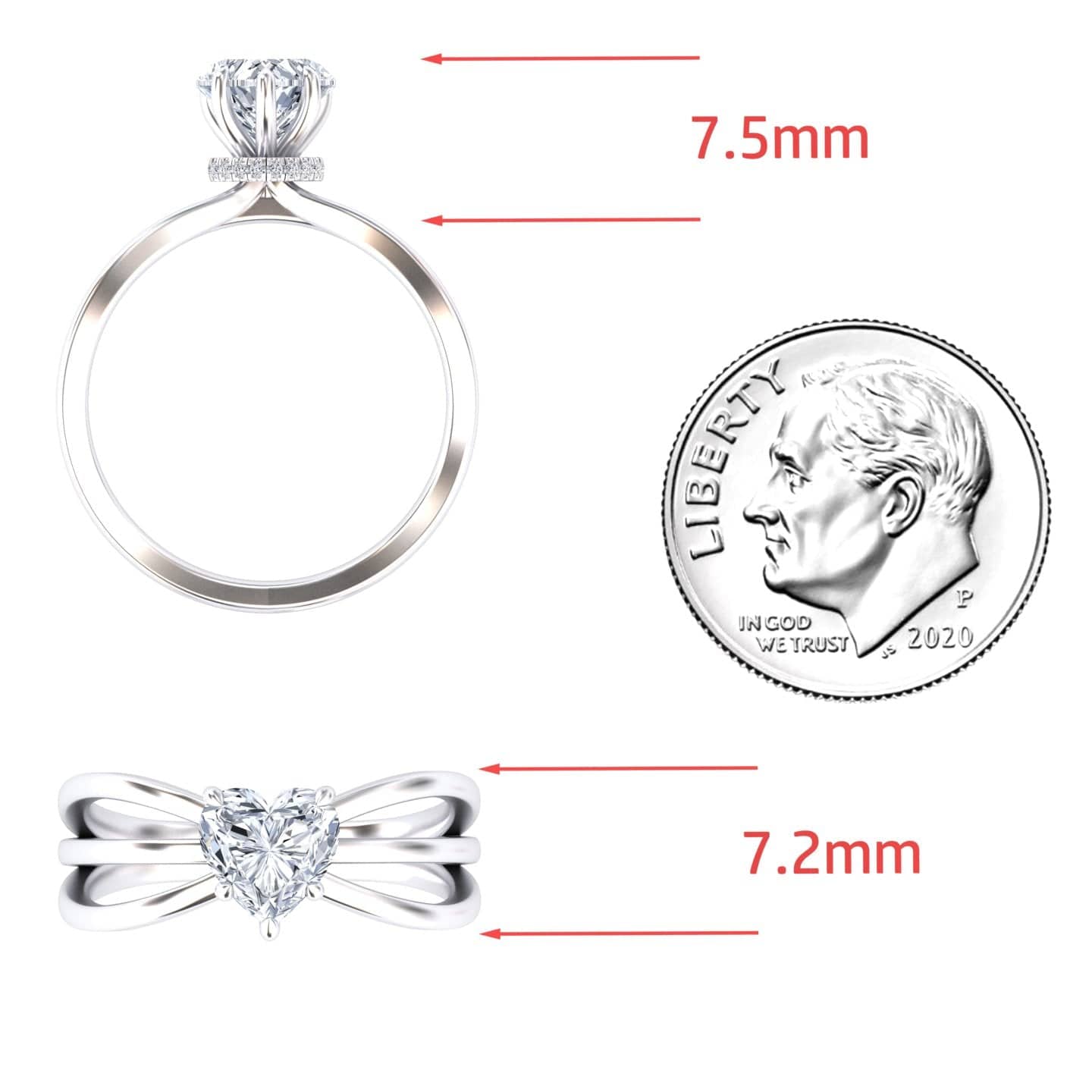 White Diamond Bypass Shank Twisted Band Solitaire Engagement Ring - Autumn