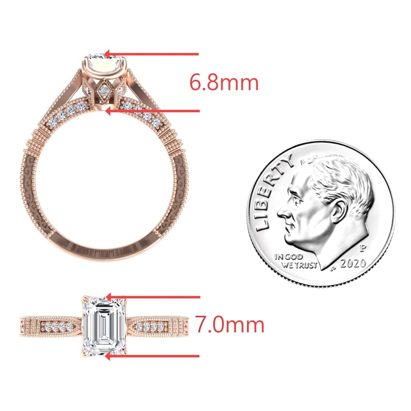 White Diamond Vintage Milgrain Filigree Engagement Ring - Meiying