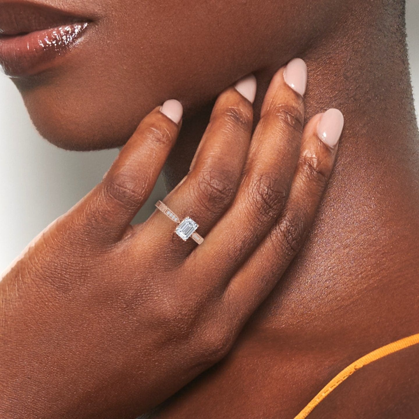White Diamond Vintage Milgrain Filigree Engagement Ring - Meiying