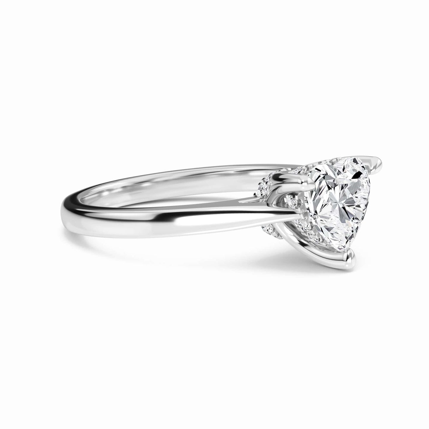 White Diamond Hidden Accent Engagement Ring - Wren