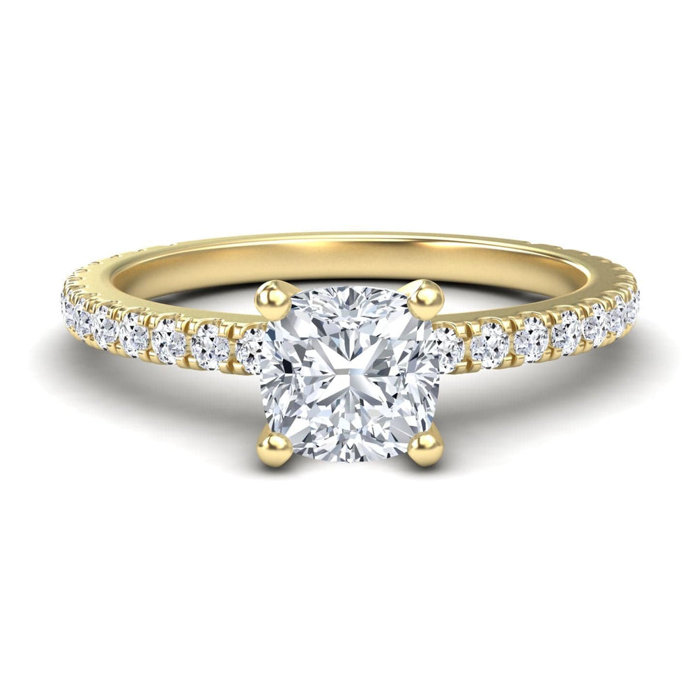 White Diamond Pave Band Solitaire Engagement Ring