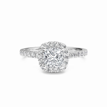 White Diamond Hidden Gallery Halo Engagement Ring - Samaira