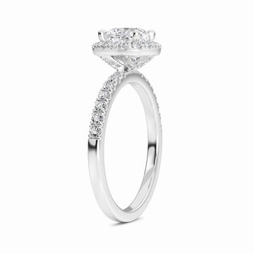 White Diamond Hidden Gallery Halo Engagement Ring - Samaira