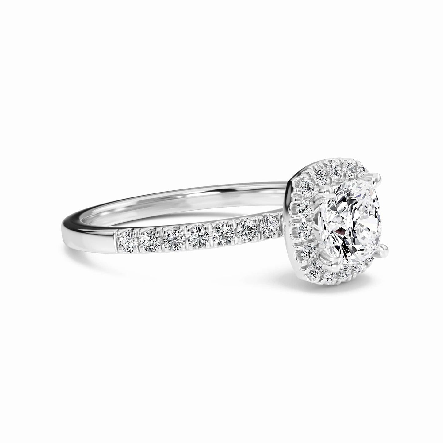 White Diamond Hidden Gallery Halo Engagement Ring - Samaira