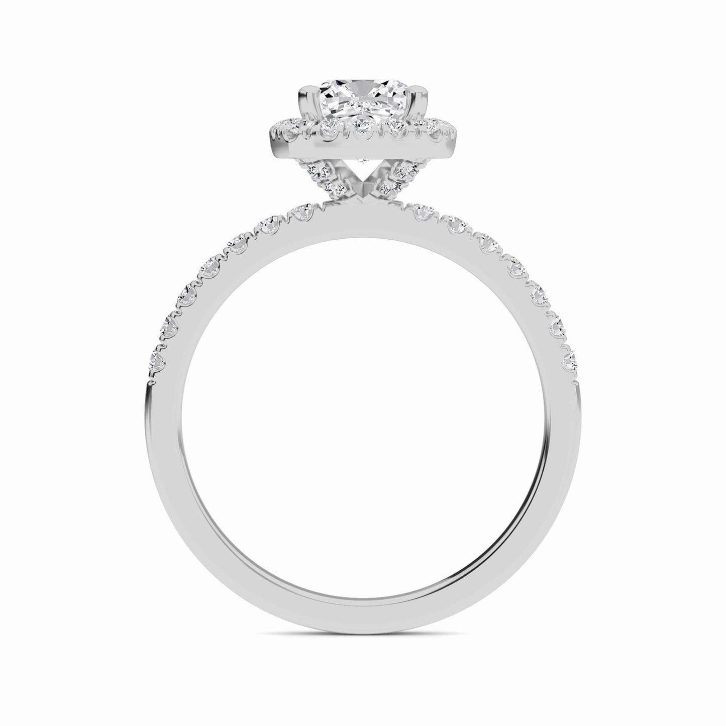 White Diamond Hidden Gallery Halo Engagement Ring - Samaira