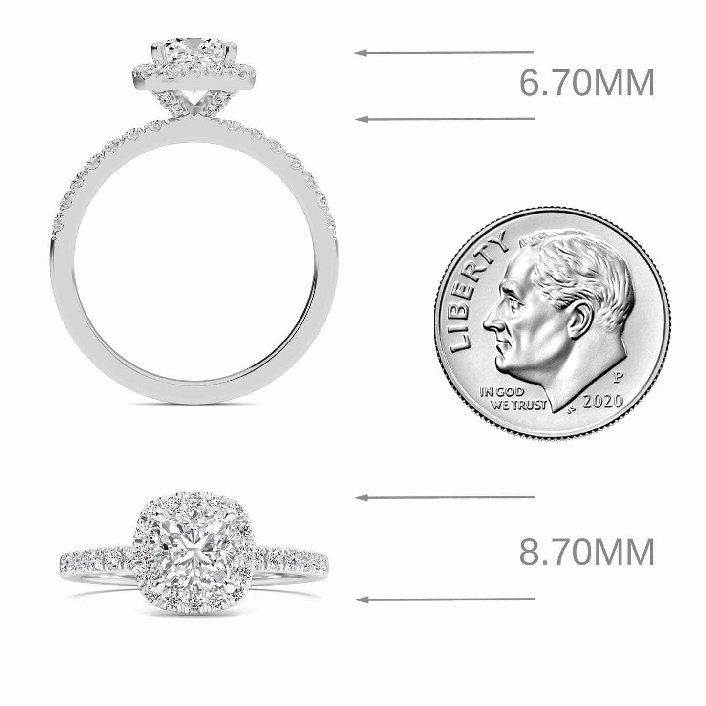 White Diamond Hidden Gallery Halo Engagement Ring - Samaira