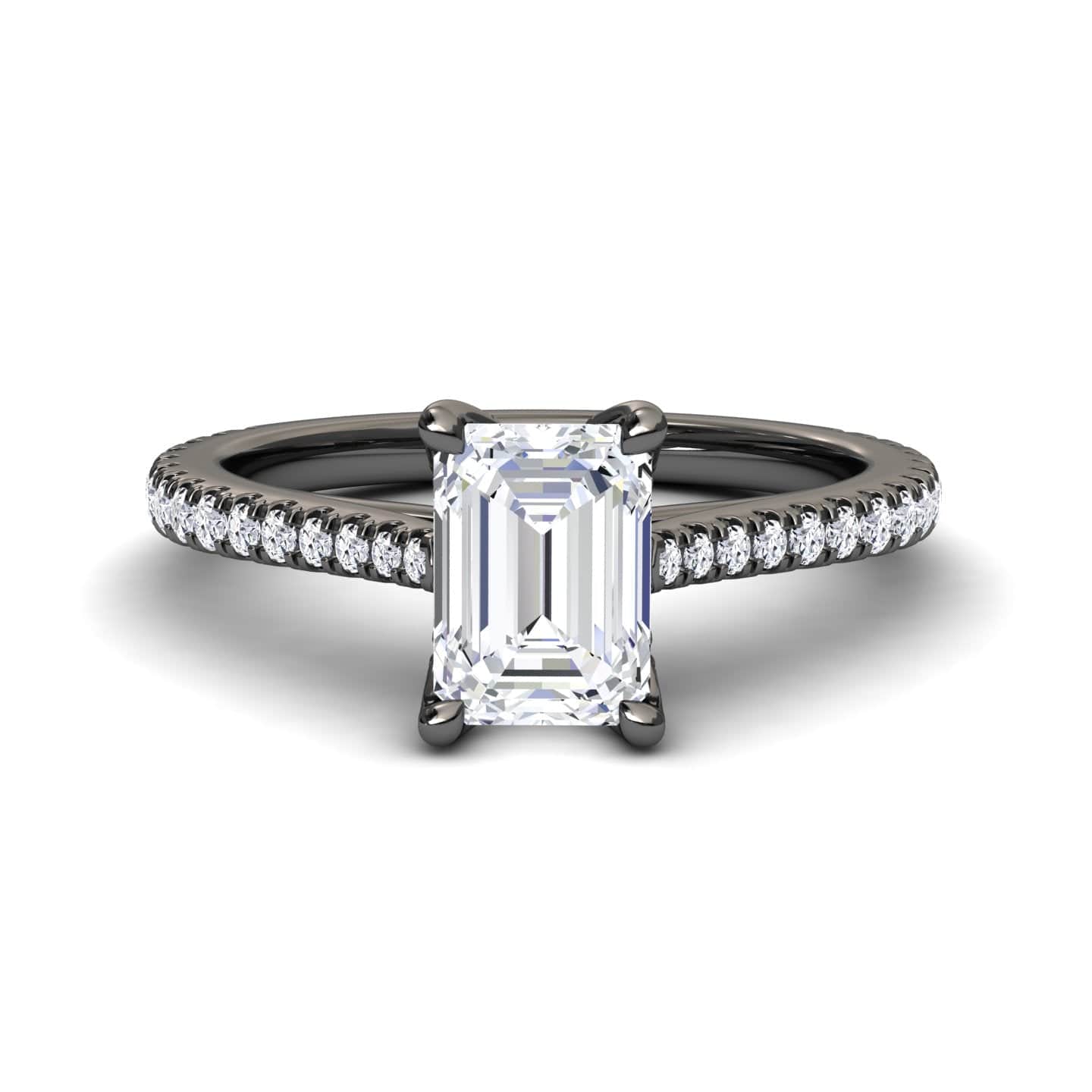 White Diamond Hidden Halo Solitaire Pave Engagement Ring - Lijuan