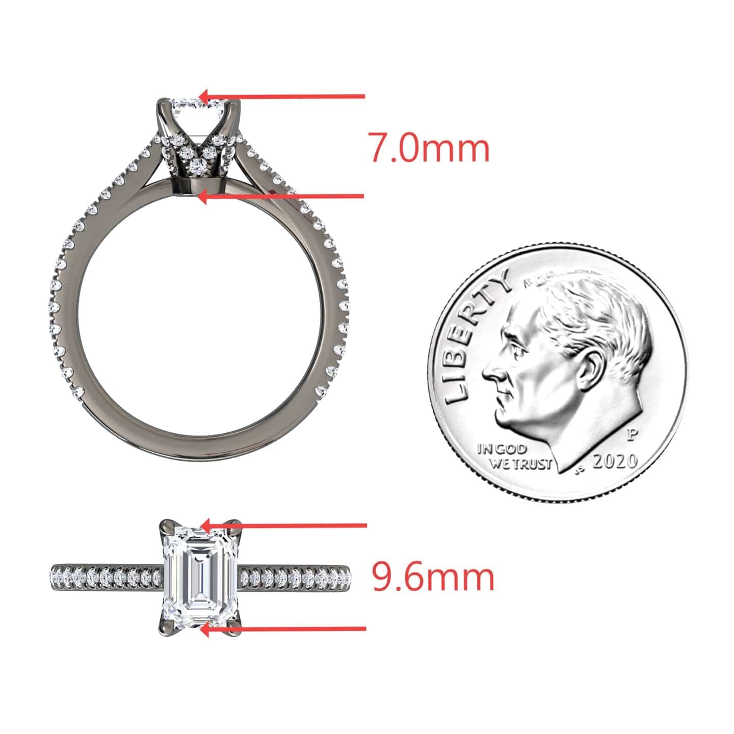 White Diamond Hidden Halo Solitaire Pave Engagement Ring - Lijuan