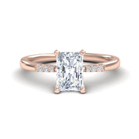 White Diamond Minimalist Pave-Accent Solitaire Engagement Ring - Maisie
