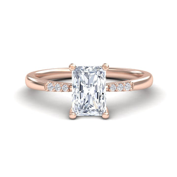 White Diamond Minimalist Pave-Accent Solitaire Engagement Ring - Maisie