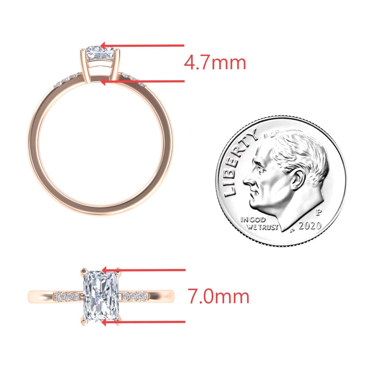 White Diamond Minimalist Pave-Accent Solitaire Engagement Ring - Maisie