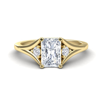 White Diamond Elegant Minimalist Three-Stone Engagement Ring - Jieyu