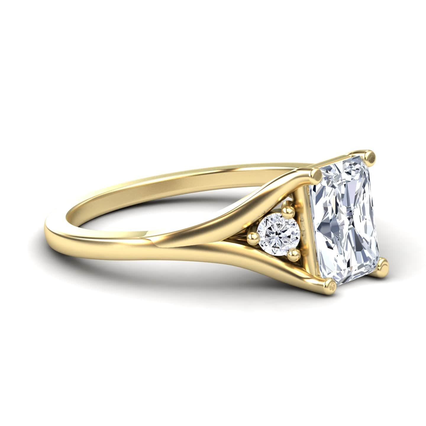 White Diamond Elegant Minimalist Three-Stone Engagement Ring - Jieyu