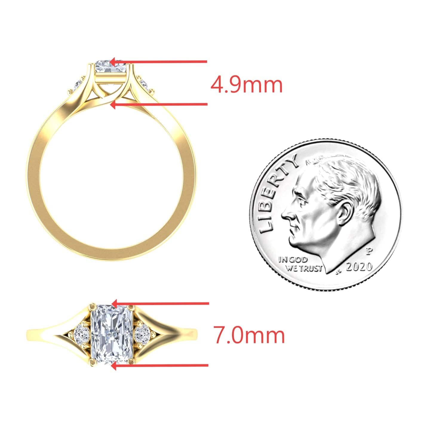 White Diamond Elegant Minimalist Three-Stone Engagement Ring - Jieyu