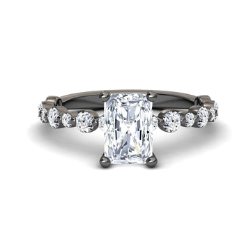 White Diamond with Graduated Accent Stones Solitaire Engagement Ring - Fuxin