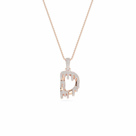 D Initial Dripping Diamond Pendant Necklace - Dev