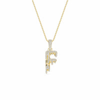 F Initial Dripping Diamond Pendant Necklace - Finn