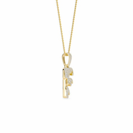 F Initial Dripping Diamond Pendant Necklace - Finn