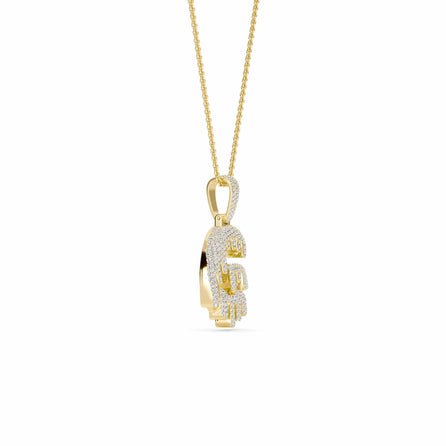 G Initial Dripping Diamond Pendant Necklace - Gabriel