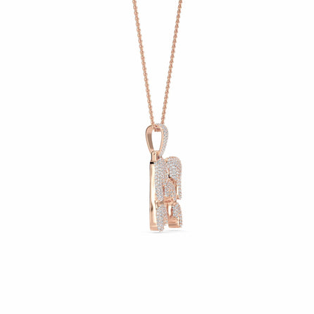 H Initial Dripping Diamond Pendant Necklace - Hrithik