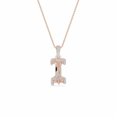 I Initial Dripping Diamond Pendant Necklace - Ignacio