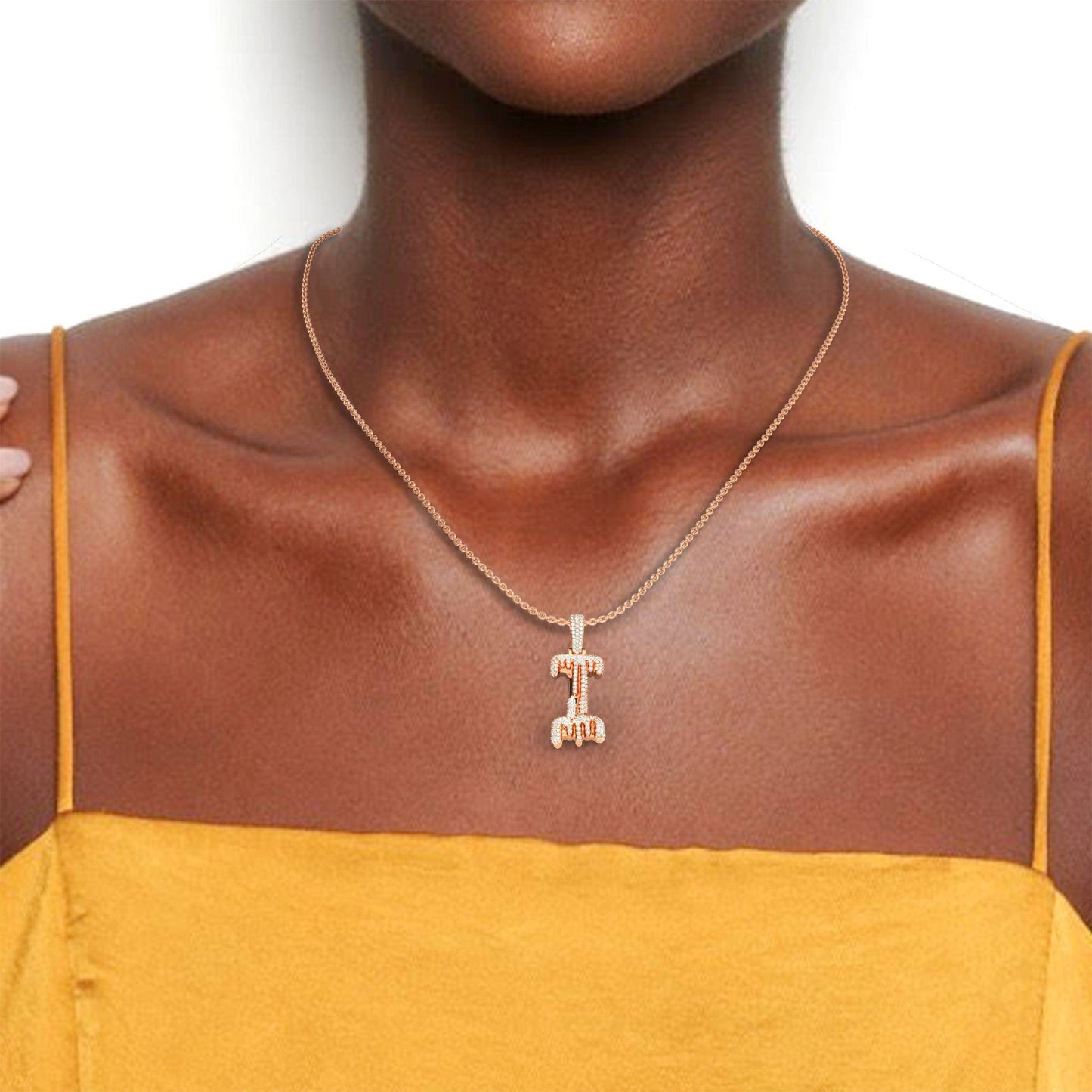 I Initial Dripping Diamond Pendant Necklace - Ignacio